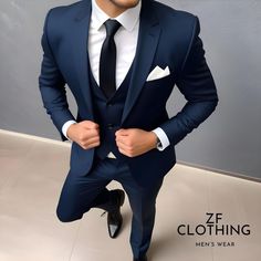 Luxury Men Designer Navy Blue 3 Piece Suit Formal Fashion Slim Fit Suit Wedding Suit Party Wear Suits Bespoke For Men ZF Item Include (Coat+ Vest+ Pant) Fabric:- Imported, Premium Color:- Navy Blue  Color:- Navy Blue Dry Clean Recommended The suit is for wedding, Party, Proms, and Many Occasions. We make the suit according to our Standard size chart, If you are not sure about your size/measurement,  please give your body measurement in inches, so we make perfect suit for you.  Jacket Measurement:- 1 Jacket Length 2 Chest  (Circumference) 3 Stomach (Circumference) 4 Hip(Circumference) 5 Shoulder to Shoulder 6 Sleeve Length Pant Measurement:- 1 Waist 2 Hip  3 Knee 4 Out seam (Pant Length) Express Shipping to world-wide but Remote Area May Take Longer Little color variation may possible due t Navy Blue Suit Groom, Mens Wedding Suits Navy, Coat Pant For Men Suits Wedding, Blue Coat Pant, Navy Blue 3 Piece Suit, Blazer For Men Wedding, Dark Navy Blue Suit, Navy Blue Suit Men, Blue 3 Piece Suit