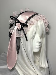 Get trendy with BlackPink Version Handmade Bunny Hat Headband -  available at Peiliee Shop. Grab yours for $21.90 today! Anime Blush, Lace Hairband, Bunny Headband, Gothic Princess, Handmade Bunny, Middle Sister, Hat Headband, Bunny Hat, Soft Pink Color