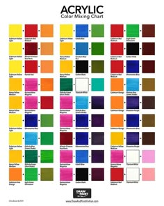 the color chart for acrylic paint