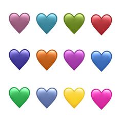 many different colored hearts are arranged in the shape of heart shaped shapes on a white background