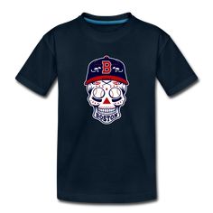 Boston Baseball Dead Head Youth T-Shirt - deep navy Baseball Season Fan Merchandise T-shirt, Sports Fan Cotton Baseball Jersey With Team Logo, Team Logo Baseball T-shirt, Cotton Baseball Jersey For Fans, Team Logo T-shirt For Baseball Season Sports Events, Short Sleeve Baseball Jersey With Team Logo, Casual Baseball Jersey With Team Logo For Fans, Casual Baseball Jersey With Team Logo As Fan Merchandise, Casual Baseball Jersey With Team Logo