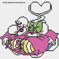 a cross stitch pattern with an image of the character from mario and luigi's car