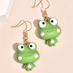 Cute Cartoon Frog Earrings For Women, Whimsical Green Drop Dangle Hook Earrings, Fun Animal Jewelry Accessory Cute Green Frog, Frog Earrings, Cartoon Frog, Kids Accessories Jewelry, Green Frog, Animal Jewelry, Hook Earrings, Earrings For Women, Kids Accessories