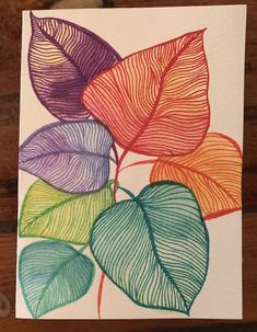 a card with colorful leaves on it