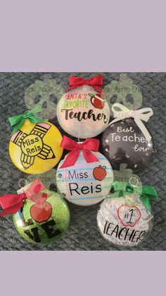 christmas ornaments with teacher's names on them