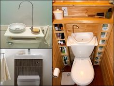 there are pictures of different bathroom items in the same room, including a toilet and sink