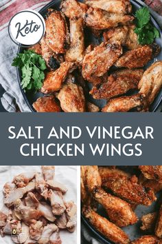 chicken wings with text that says salt and vinegar chicken wings on the bottom right side