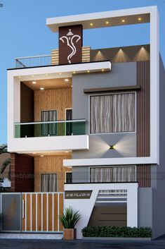 a modern style house with balcony and balconies on the second floor is shown