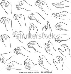 hand gestures and fingers drawn in black ink