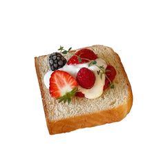 a piece of bread with fruit on top