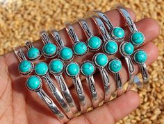 Turquoise used is synthetic. Turquoise Bangle, Blue Howlite, Wedding Cuff, Boho Bangle, Moonstone Pendant Necklace, Bracelets Silver, Adjustable Bangle Bracelet, Gemstone Bangle, Jewelry Turquoise