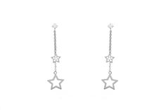 0.12 ct Star with Oval Cable Chain Earrings Designer Style Created Diamond Studs 14k Yellow or White Gold Elegant designer style 14K yellow/white gold flower earrings featuring 0.12 TCW created diamonds design and push-back fastenings. Our created diamonds are synthetic simulants that feature brighter D color , FL / VVS1 clarity and ideal cut making them visually indistinguishable from natural diamonds that cost thousands of dollars. We only use high quality solid gold/silver in our jewelry, WE Formal White Gold Jewelry With Star Charm, Formal White Gold Star Charm Jewelry, Gold Flower, Fine Jewelry Collection, Pretty Gift, Diamond Design, Designer Style, Chain Earrings, Gold Flowers