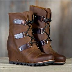 Category:Boots; Upper Materials:PU; Season:Fall,Winter; Heel Type:Platform,Wedge Heel; Gender:Women's; Activity:Walking; Toe Shape:Round Toe; Type:Booties Ankle Boots; Style:Punk,Vintage,Fashion; Heel Height(inch):2-3; Outsole Materials:Rubber; Occasion:Daily,Outdoor; Closure Type:Lace-up,Zipper; Pattern:Solid Color; Listing Date:10/13/2023; Production mode:External procurement; 2024 Trends:Plus Size,Height Increasing Shoes,Platform Boots; Size chart date source:Provided by Supplier. Waterproof Leather Boots, Vegan Leather Boots, Casual Ankle Boots, Winter Leather Boots, Comfortable Wedges, Winter Shoes For Women, Platform Wedge Heels, Wedges Style, Leather Boots Women