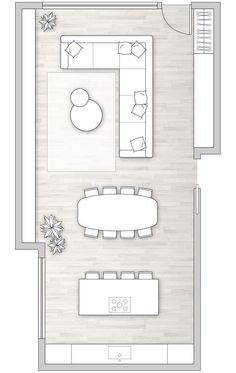 plan d'aménagement espace ouvert 50 m² 40m2 Living Room Kitchen, Living Room Plan, Kitchen Dining Living Room, Kitchen Dining Living, Kitchen Plans, Dining Room Living Room, Modern Kitchen Design