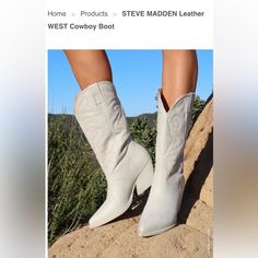 Steve Madden Western Boots Size 6.5 Sold As Is Used Color Off White Beautiful Western Boots Sold Out At Steve Madden Steve Madden White Western Boots, Shoes Steve Madden, Steve Madden Shoes, Western Boots, Steve Madden, Heeled Boots, Color White, Off White, Size 6