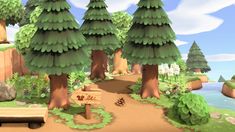 an animated image of a park with benches and trees