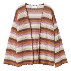 Xirena - Carsyn Crocheted Cotton Cardigan | Color: Sunset Crush | Small | Nwt 2 Size Small Available Size Info True To Size. Xs=0-2, S=4-6, M=8-10, L=12-14, Xl=16-18 (14w). Details & Care This Open-Front Cardigan Patterned In Contrasting Stripes Is Knit From Cotton Yarn And Finished With Scalloped Edging. Long Sleeves 100% Cotton Dry Clean Or Hand Wash, Dry Flat Imported Year Round Cardigan, Casual Pink Open Knit Outerwear For Layering, Casual Pink Open Knit Outerwear, Silver Cardigan, Balloon Sleeve Cardigan, Belted Cardigan, Cardigan Pattern, Cotton Cardigan, Casual Sweaters, Crochet Cardigan