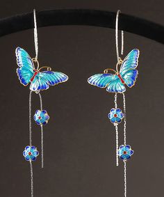 Chic Blue Sterling Silver Cloisonne Butterfly Floral Drop EarringsMade of fine Silver Cloisonne.Measurement: 7.8cm/3.042" * 4cm/1.56". Matches easily with daily hairstyle, dresses & Shirts Cloisonne Jewelry, Handmade Silver Jewellery, Daily Hairstyles, Floral Studs, Easter Outfit, Bead Jewelry, Bead Jewellery, Silver Jewellery, Fine Silver