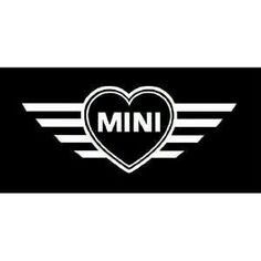 a black and white photo with the word mini in it's center heart surrounded by wings