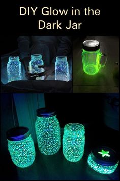 mason jars with glow in the dark jar lids