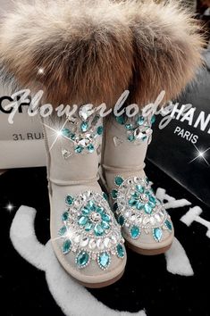 bohemian design turquoise teal and clean rhinestone gems Puffs Plush furrry leather boots  custom flower girl shoes bling rhinestone girl shoes  accept custom other color or custom adult size shoes Material: SheepSkin , Wool External Skin: Pure Skin Internal Skin: Wool (D X 1.5cm, able to keep warm) its true size if you are not sure your children size please measure the feet then tell me choose size for you. made to order Fluffy Winter Boots, Girls Ugg Boots, Ugg Style Boots, Pure Skin, Unique Boots, Flower Girl Shoes, Boots Beige, Girls Dress Shoes, Winter Leather Boots