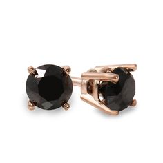 14K Rose Gold 3 CTW Rd Black Diamond Stud Earrings Black Diamonds Ear Rings, Black Beads Earrings Gold Studs, Black Diamond Stud Earrings, Earrings Pack, Gorgeous Wedding Rings, Black Diamond Earrings Studs, Black Diamond Solitaire, Black Diamond Studs, Diamond Solitaire Earrings