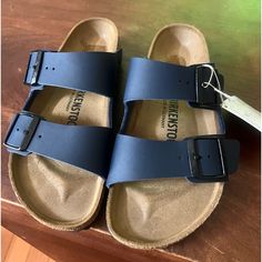 Bnwt Birkenstocks Purchased For Son However Didn’t Fit. Sticker Residue Never Worn, Only Tried On, Scrape On Side Which Is How They Came. L6m4 37 (240) Blue Boston Birkenstocks, Patched Birkenstocks, 3 Strap Birks, Birkenstock Dusty Blue, Blue Birkenstocks, Navy Blue Birkenstocks, Betula Sandals, White Birkenstocks, Birkenstock Brown