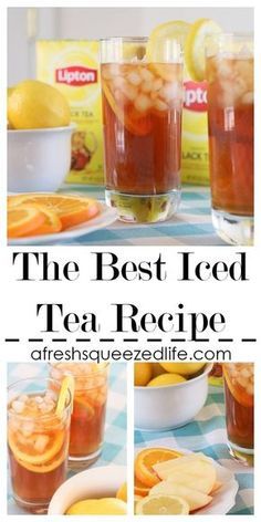 the best iced tea recipe with oranges and lemons in glasses on a table