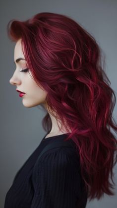 Haircolour Ideas, Cherry Red Hair Color, Red Hair Styles, Hair Styles To Try, Red Hair Ideas, Raspberry Wine, Red Hair Inspiration