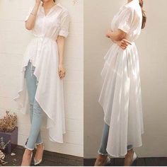 Instagram: “Solid White Hi Low Long Blouse Dress Indian Style, Stylish Dresses For Girls, Indian Designer Outfits, Fashion Attire, Stylish Dress Designs, Designer Dresses Indian, Indian Fashion Dresses