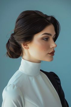 Hairstyle With Turtleneck Dress, Jewelry With High Neckline Dress, High Neckline Hairstyles, Hair For High Neck Dress, Hairstyles For Turtlenecks, Hairstyle For High Neck Dress, Turtle Neck Hairstyles, High Neck Dress Hairstyles, High Neck Dress Hair