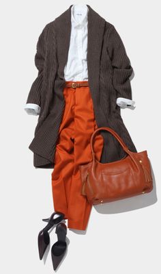 coordinate01 Orange Outfit, Paris Outfits, Fashion Attire, 가을 패션, Casual Fall Outfits, Mode Inspiration, Autumn Fashion Women, Work Fashion, Moda Fashion