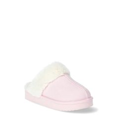 Wonder Nations Faux Fur Trim Scuff Slippers are the epitome of cozy chic. Crafted in a faux suede topped with soft, plush faux fur trim for added warmth. These scuff slippers are designed in a slip-on silhouette for an easy on-and-off. The Memory Foam insole and durable rubber outsole help keep her feet comfy and supported. Gift these scuff slippers with a Wonder Nation PJs (sold separately) for a head-to-toe sleep set shes sure to love. Only at Walmart. Size: 6.  Color: Pink.  Gender: female. Trim Sizes, Garden Clogs, Pretty Shoes Sneakers, Shoe Wishlist, Suede Tops, Love Only, Cute Nikes, Sleep Set, Cozy Chic