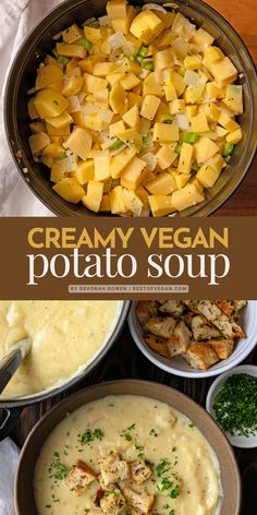 creamy vegan potato soup with chicken and potatoes