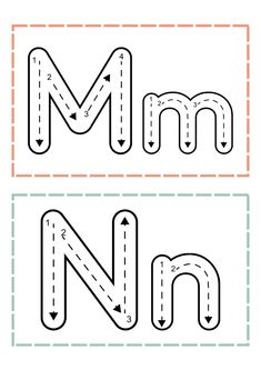 the letters m and n are made up of lines, with arrows pointing to each other