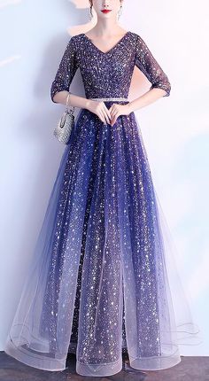 Blue Glitter Formal Gown With Fitted Sleeves (Stunning) Blue Evening Dress For Prom Season, Blue Evening Gown For Prom, Formal Sequin Maxi Dress For Prom, Formal Maxi Length Sequin Dress For Prom Season, Formal Maxi Length Sequin Dress For Prom, Blue Floor-length Dress For Holidays, Blue Maxi Dress For Party During Prom Season, Blue Gown For Formal Party Season, Blue Formal Gown For Party Season