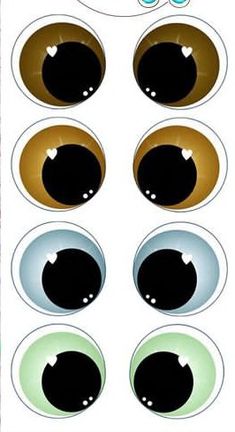 an eyeball sticker with six different colored eyes