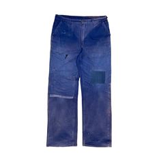 Tagged Size: 52 Measurments Waist: 32 Rise: 13in Inseam: 31n Utility Washed Pants For Workwear, Faded Straight Leg Cotton Cargo Pants, Straight Leg Washed Blue Pants, Blue Pre-washed Cotton Pants, Faded Cotton Tapered Leg Pants, Faded Cotton Pants With Tapered Leg, Vintage Washed Blue Pants, Faded Tapered Leg Pants With Pockets, Faded Pre-washed Straight Leg Pants