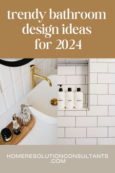 a bathroom sink with the words trendy bathroom design ideas for 2012 on it's side