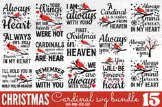 christmas svt bundle with cardinals and hearts