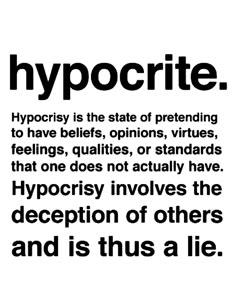 a quote about hypocrite is shown in black and white