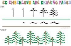 the numbers 1 - 10 are drawn in different ways to make them look like christmas trees