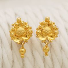 Please click -- Learn more about this item -- below for a full description 22k gold earrings handmade jewelry made in India weight is 2.77  grams approx. length is 1.7 centimeter approx. width is 1.0 centimeter approx. please message me if you want real gold screw/backs. 22k Gold Earrings, Yellow Gold Earrings, Lovely Ring, Yellow Gold Earring, Lovely Earrings, 22k Gold, Real Gold, Jewelry Earrings Studs, Earrings Handmade