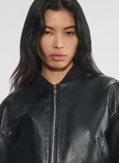 SYNERGY BOMBER | Aritzia Easy Shape, Aritzia Babaton, High Hips, So Real, Mocha Brown, Short Waist, Everyday Luxuries, Black Leather Jacket, Leather Care