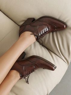 Olivia Mark - Women's Fashionable High Heel PU Leather Square Toe Oxfords Oxfords Women, Oxford Heels, Brown Heels, Coffee Brown, Heeled Loafers, Womens Oxfords, Olivia Mark, New Day, High Heel