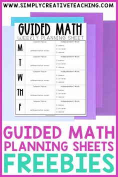 guided math worksheet with the text guided math planning sheets freebies on it