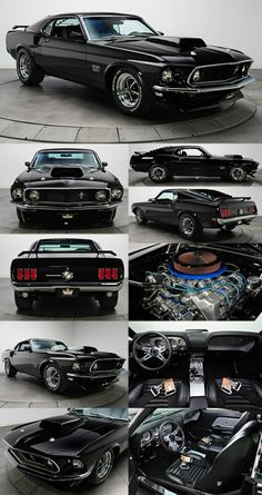 this is an image of a black muscle car in different stages of being built and painted