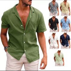 Product Description * Item:Men's top * Condition: 100% Brand New * Package:1pc  top  (without any accessories ）    Please note: 1.Please allow a little error due to manual measurement. 2.The color maybe a little difference because of the light,screen reflection etc. 3.If you are not sure what size to choose, you can tell us your height and weight, we will recommend the right size for you. Shipping 1. Your Item(s) will be shipped within 5-15 business days once payment received. 2. Standard shipping to US/UK,you may can get it in 10-20 Business days.   Standard Shipping for Airmail via Post Office 11-30 business Days Come(approximately within 30 days) ship to other country. 3.if you want faster shipping (Express,DHL or EMS),Please contact us. Contact Us We are doing eBay business in an HONES Button Down Shirt Short Sleeve, Mens Tops Casual, Blue Khakis, Men's Tops, Linen Short, Tops Casual, Short Sleeve Pattern, Beach Shirt, Style Cardigan