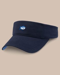 Our most popular Skipjack visor features our embroidered Skipjack logo on the front while the back includes blue "Southern Tide" embroidery with adjustable strap allowing for comfortable wear. Style: 1970 Casual Brimmed Visor In Solid Color, Casual Solid Color Brimmed Visor, Casual Solid Brimmed Visor, Casual Outdoor Visor With Cotton Sweatband, Casual Visor With Cotton Sweatband For Outdoor, Casual Sports Brimmed Visor, Casual Sports Visor With Brim, Casual Brimmed Sports Visor, Casual Visor With Cotton Sweatband