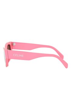 Smoky lenses bring essential coverage to these colorful Italian-made sunglasses featuring a retro cat-eye silhouette and signature branding at the temples. 54mm lens width; 18mm bridge width; 145mm temple length 100% UV protection Acetate Made in Italy Modern Pink Sunglasses With Tinted Lenses, Pink Square-frame Cat Eye Sunglasses With Mirrored Lenses, Retro Pink Polarized Cat Eye Sunglasses, Retro Pink Cat Eye Sunglasses With Tinted Lenses, Retro Pink Cat Eye Sunglasses With Polarized Lenses, Pink Square Frame Cat Eye Sunglasses With Mirrored Lenses, Retro Pink Sunglasses With Mirrored Lenses, Classic Pink Sunglasses With Mirrored Lenses, Retro Pink Anti-reflective Sunglasses